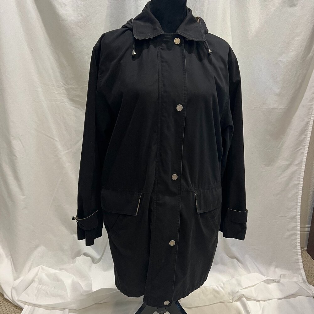 London Fog Black & Tan Rain Jacket - Size L